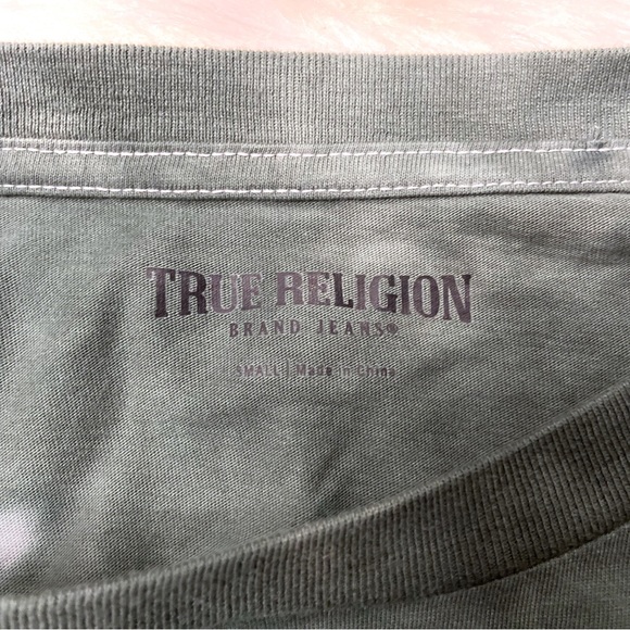 True Religion Mens Buddha Logo Graphic Tee Balsam Green Tie Dye Short Sleeve Tee - Picture 7 of 8